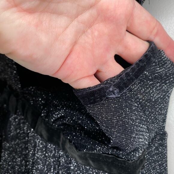 Mirror Sparkly Babydoll Coquette Empire Waist Mini Dress Velour Bow Flouncy Y2K - Picture 6 of 13